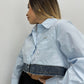 CAMISA CROPPED COMBINADA CON DENIM