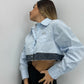 CAMISA CROPPED COMBINADA CON DENIM